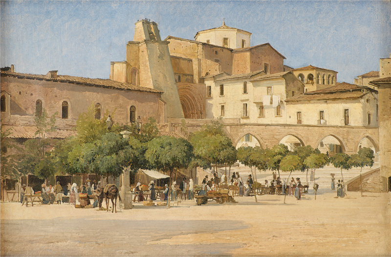 Edvard Petersen Torvet i Sulmona oil painting by Edvard Petersen